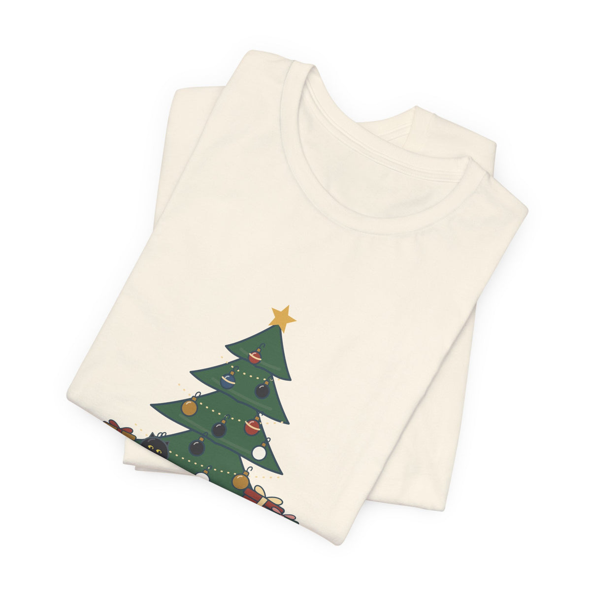 Black Cat Christmas T-Shirt - That Black Ornament on the Bottom Branch Is the Cat