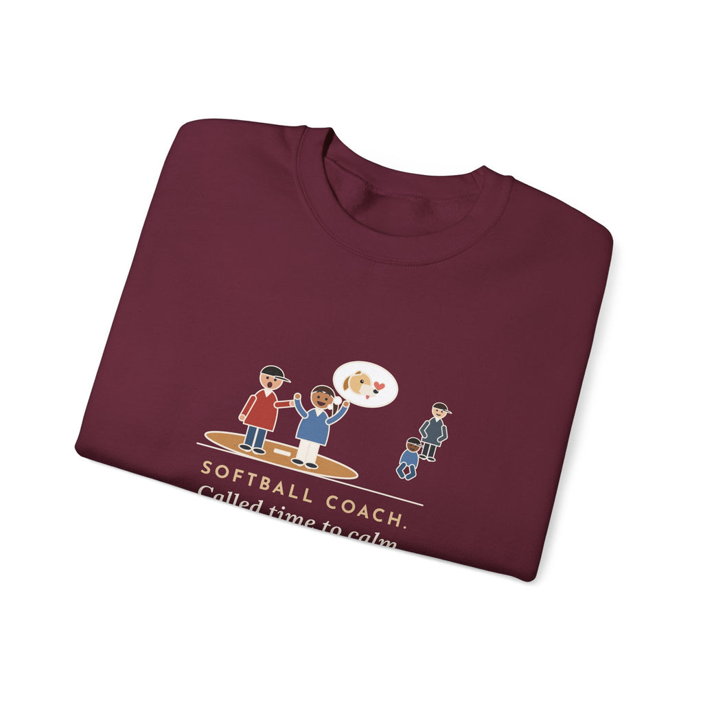 Softball Coach Sweatshirt, Called Time for a Mound Visit, Heard All About Her New Puppy, Funny Mound Visit Crewneck