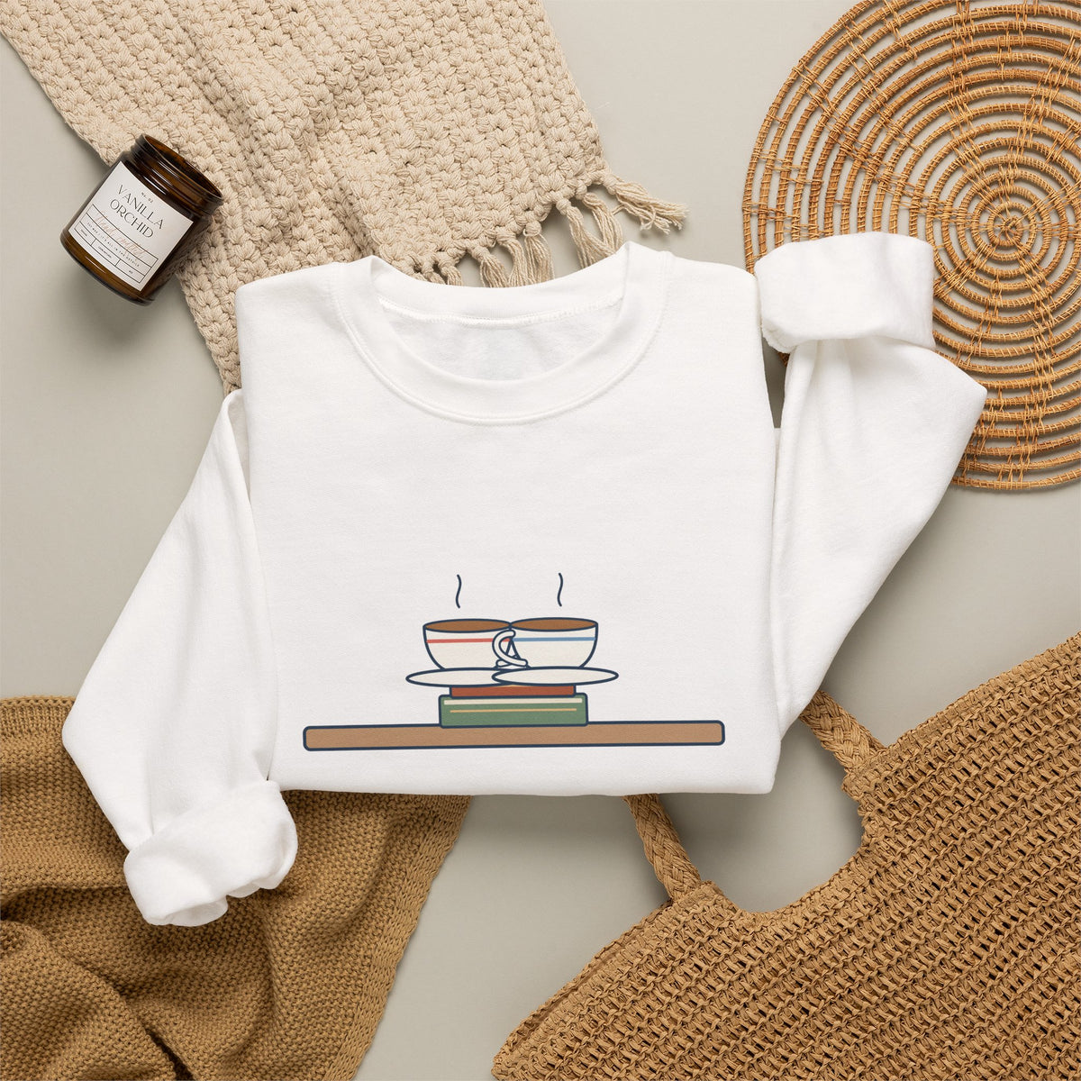 If I Loved You Less Sweatshirt, Love Jane Austen Quote Crewneck with Touching Teacups