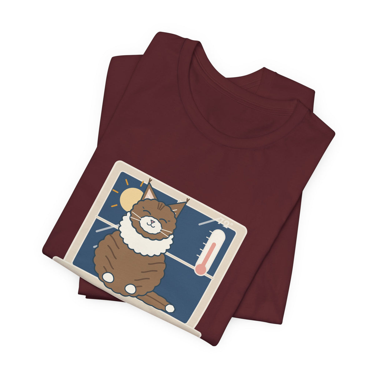 Norwegian Forest Cat T-Shirt - Wears a Winter Coat to the Windowsill Fluffy Cat Tee
