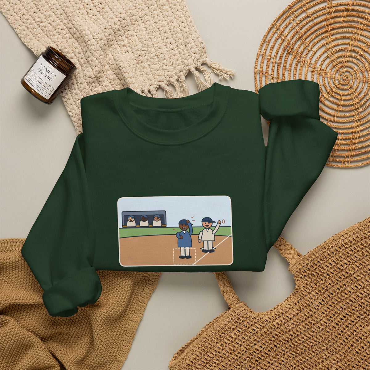 Baseball Coach Sweatshirt, Flashed Fourteen Signs to Third Base, The Runner Waved Back, Funny Third Base Box Crewneck