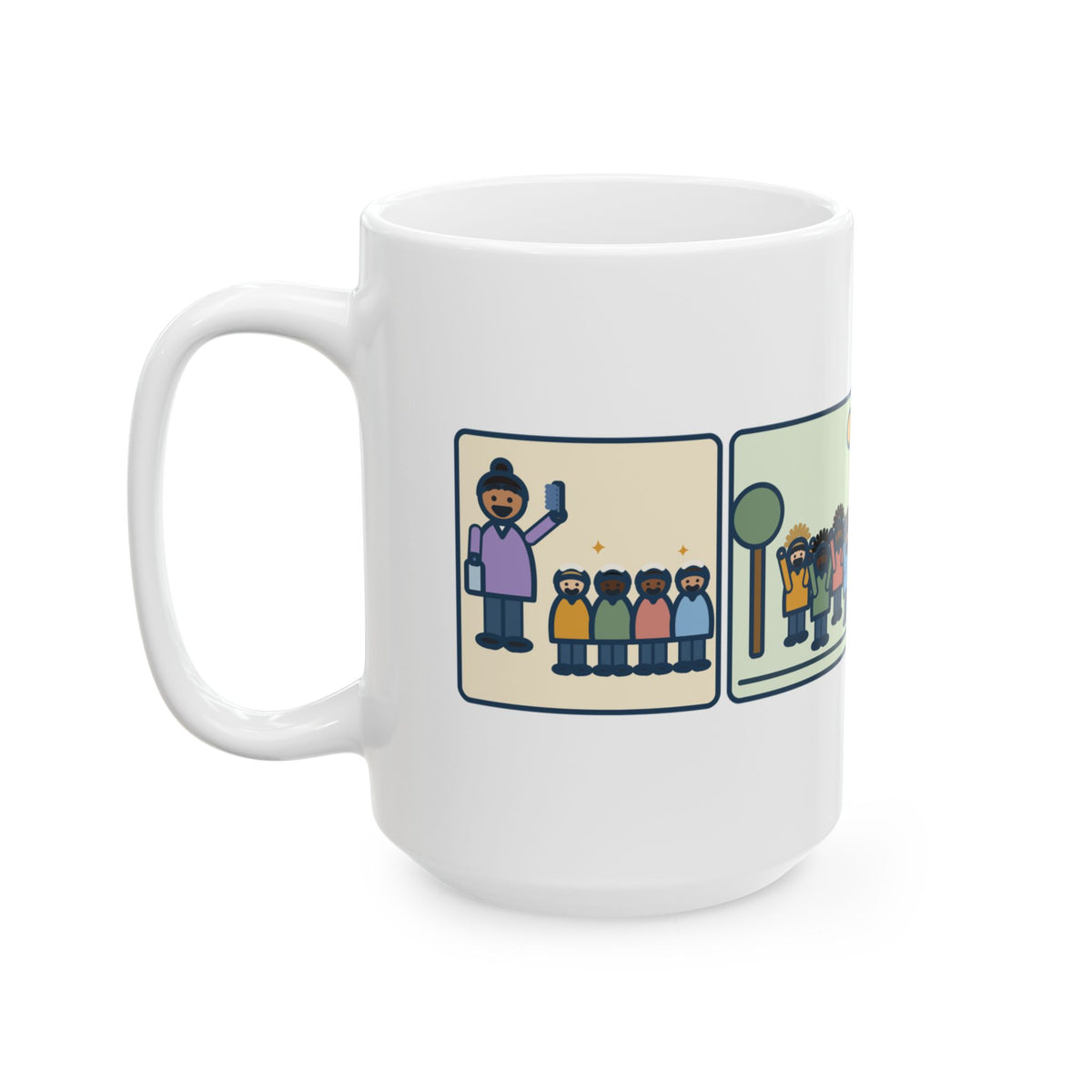 Combed Twenty-Four Heads, All Messed Up by Recess 15oz Mug, Large Funny Picture Day Coffee Mug