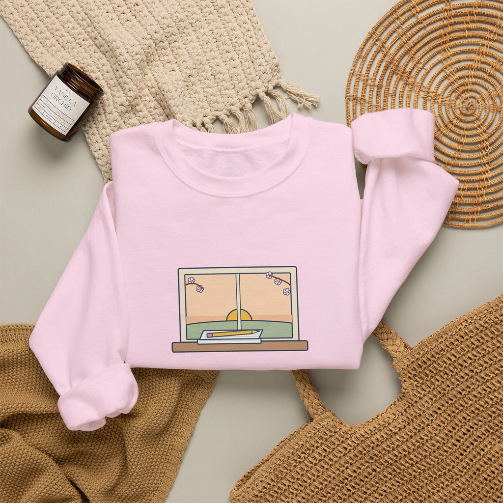 Tomorrow Is a New Day with No Mistakes in It Yet Sweatshirt, Encouragement Montgomery Quote Crewneck with Dawn Windowsill