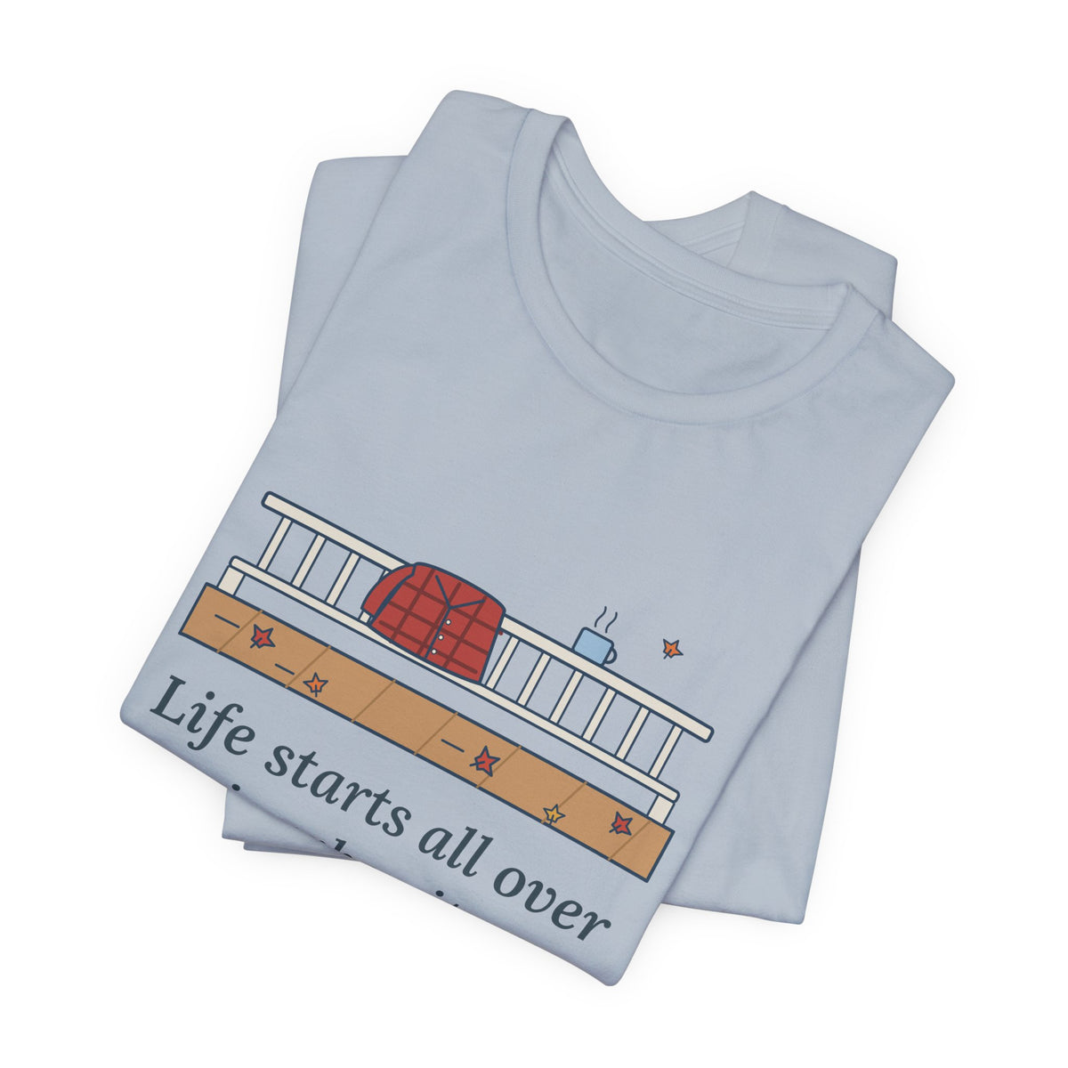 Fitzgerald Quote T-Shirt, Life Starts All Over Again When It Gets Crisp, Fall Porch Morning Tee