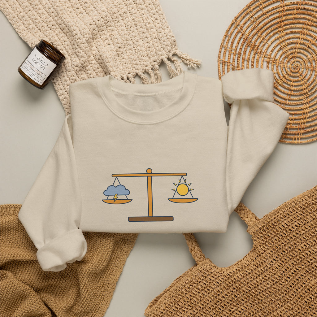 Nothing Either Good or Bad But Thinking Makes It So Sweatshirt, Mindset Shakespeare Quote Crewneck with Balanced Scale