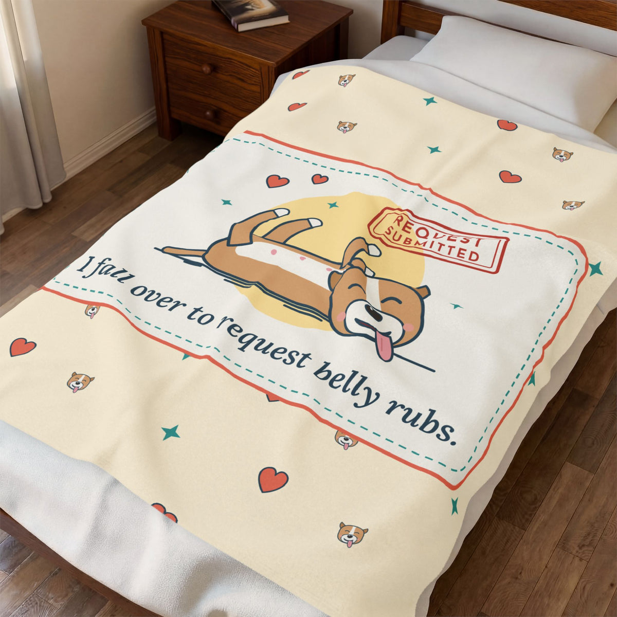 Pit Bull-Type Dog Blanket - I Fall Over to Request Belly Rubs Velveteen Plush Throw