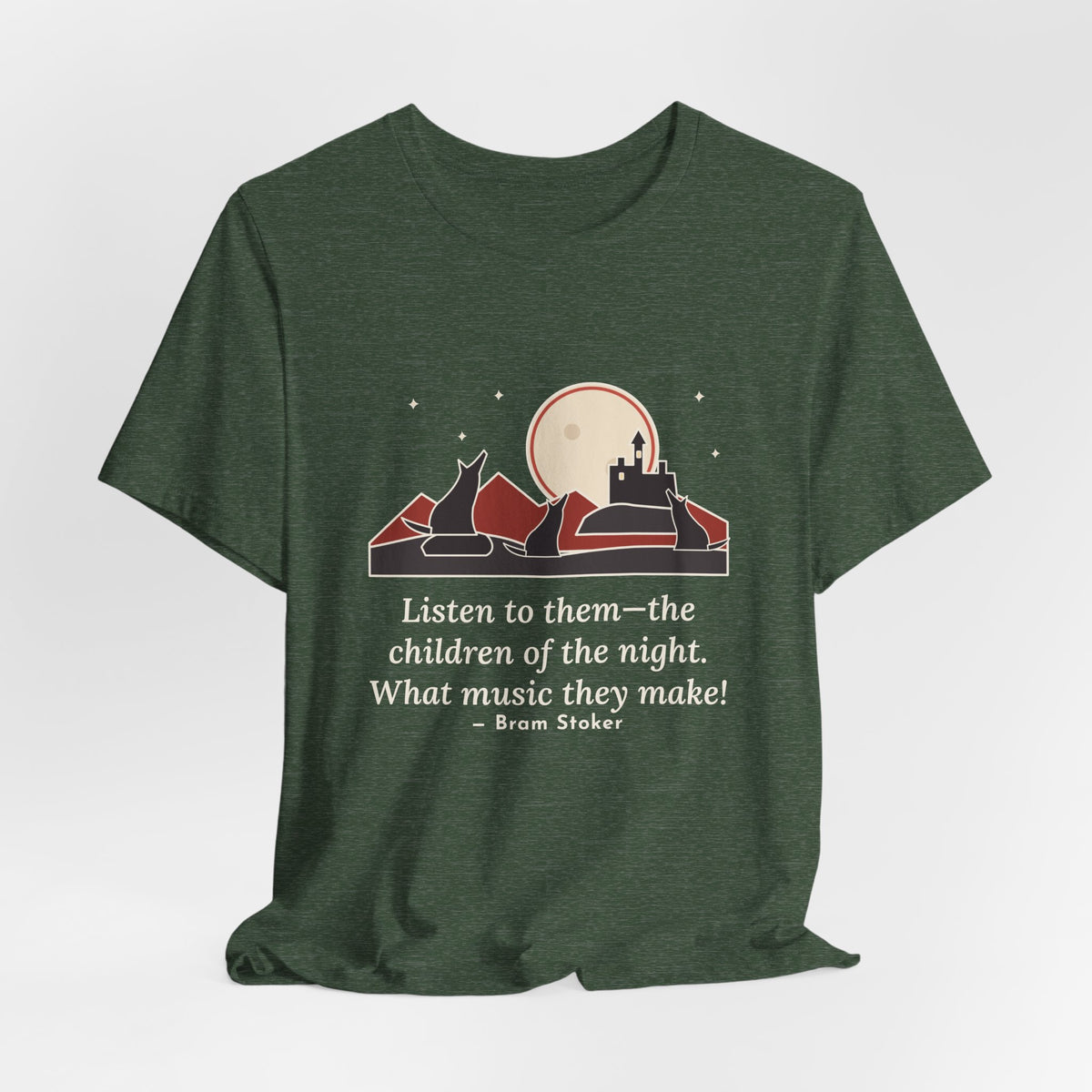 Bram Stoker Quote T-Shirt, The Children of the Night, Gothic Wolves and Red Moon Tee