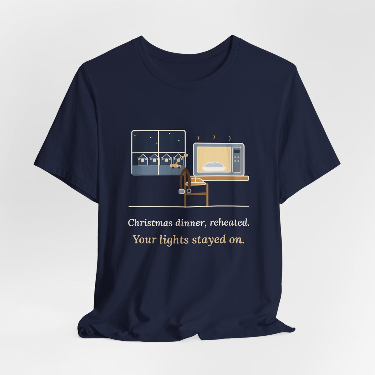 Lineman Christmas T-Shirt - Christmas Dinner, Reheated. Your Lights Stayed On.