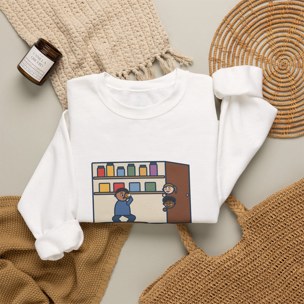 Parent Sweatshirt, Hid in the Pantry with a Cookie, Found by Two Kids in Under a Minute, Funny Pantry Hideout Crewneck