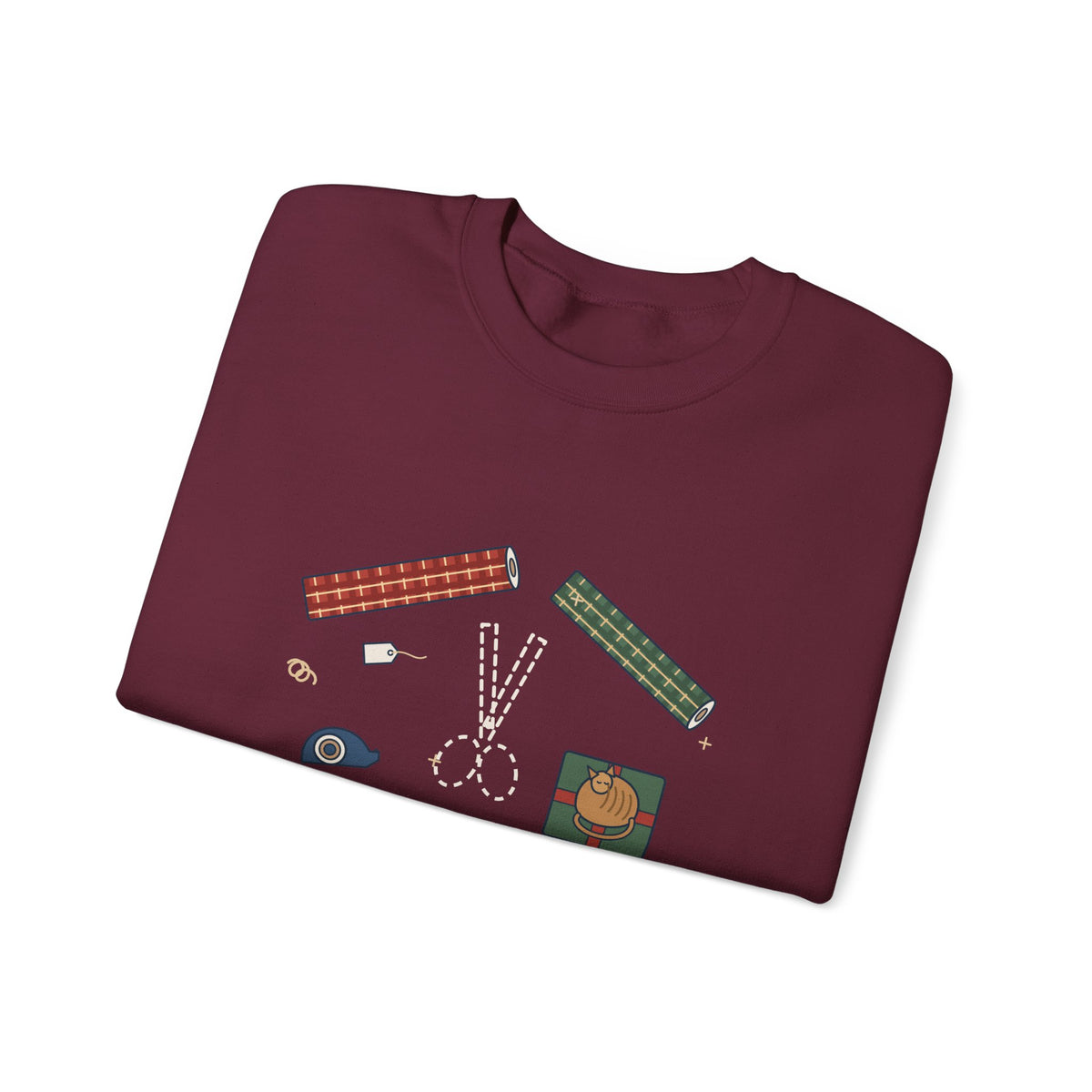 Christmas Crewneck Sweatshirt - Who Has the Scissors? Gift Wrapping Night Sweatshirt