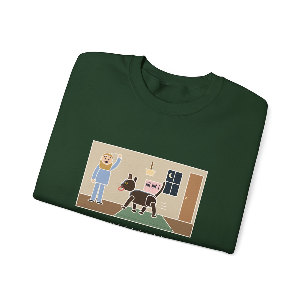 Burmese Cat Sweatshirt, Brought the Hair Tie Back Eleven Times, Funny Hallway Fetch Crewneck