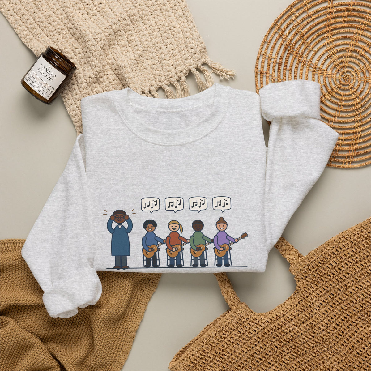 Guitar Class Teacher Crewneck Sweatshirt - Every Kid Found the Same Riff Music Teacher Gift