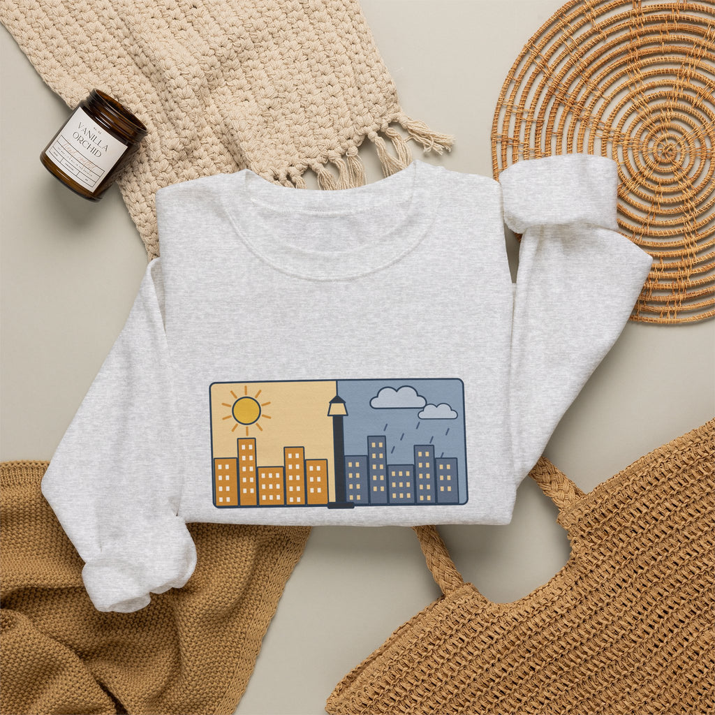 It Was the Best of Times, It Was the Worst of Times Sweatshirt, Literary Dickens Quote Crewneck with Split Skyline
