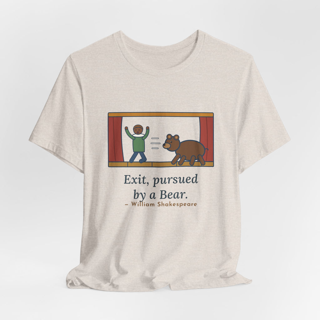 Shakespeare Quote T-Shirt, Exit, Pursued by a Bear, Theatre Stage Chase Tee