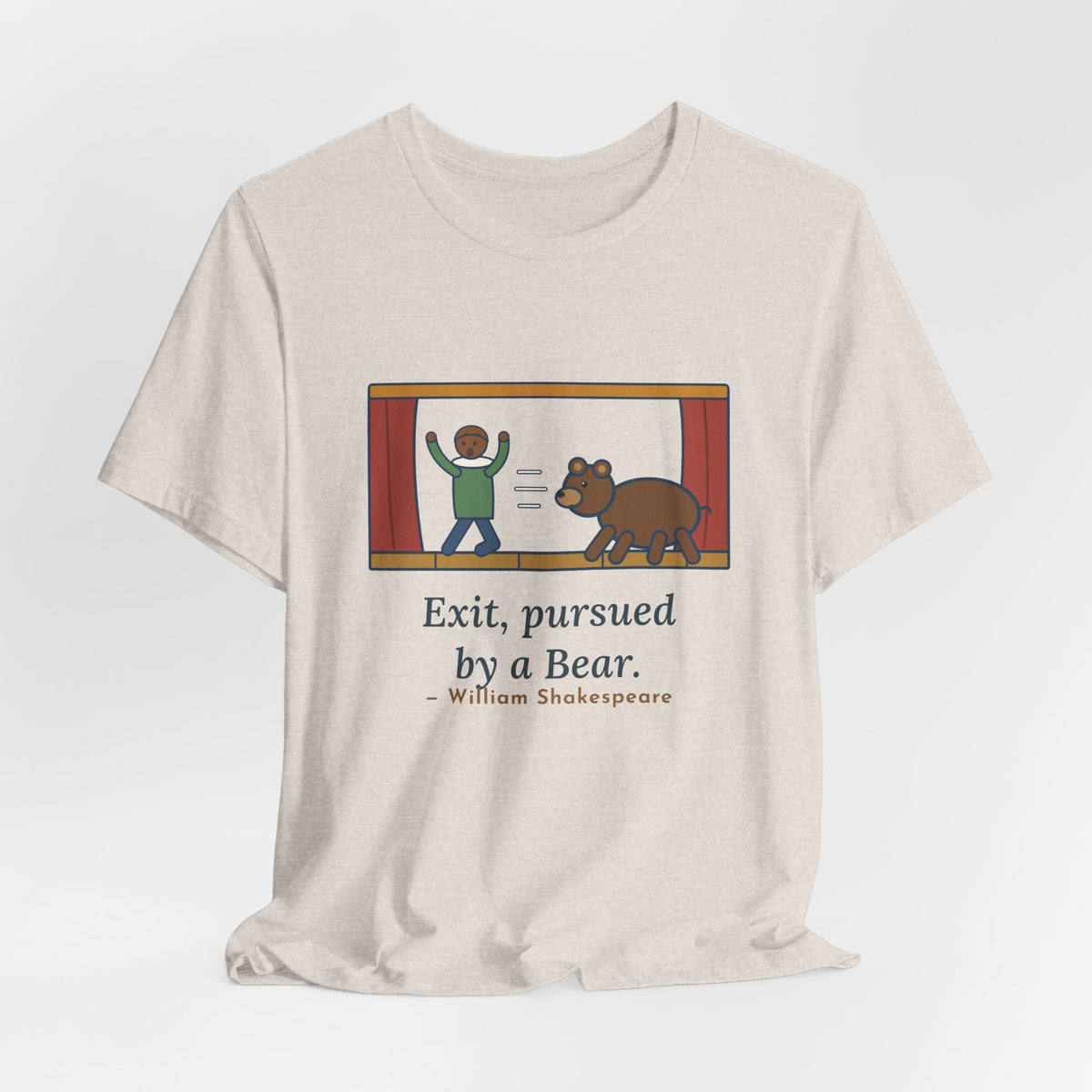 Shakespeare Quote T-Shirt, Exit, Pursued by a Bear, Theatre Stage Chase Tee