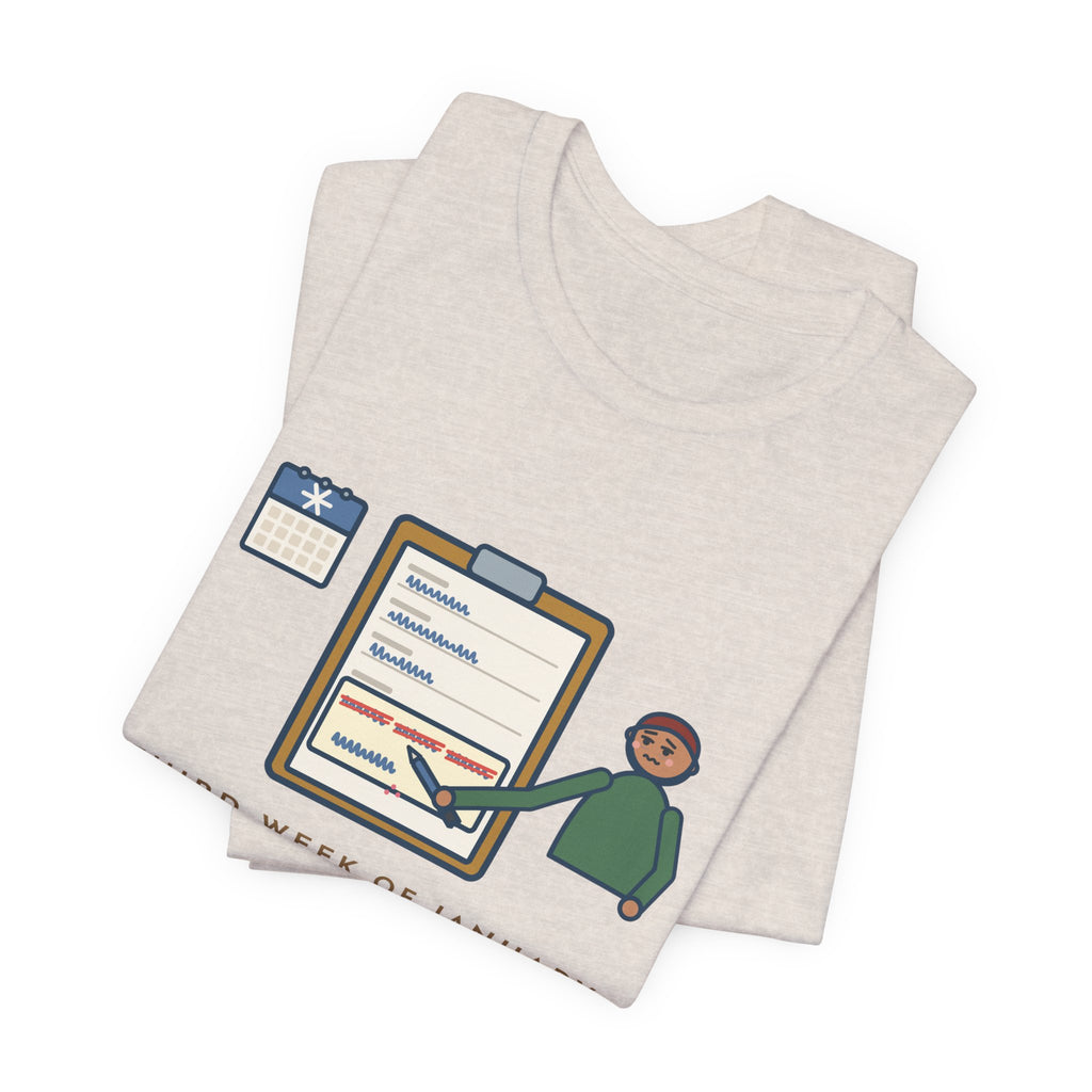 Funny January T-Shirt, Third Week, Still Writing Last Year on Every Form, Date Field Tee