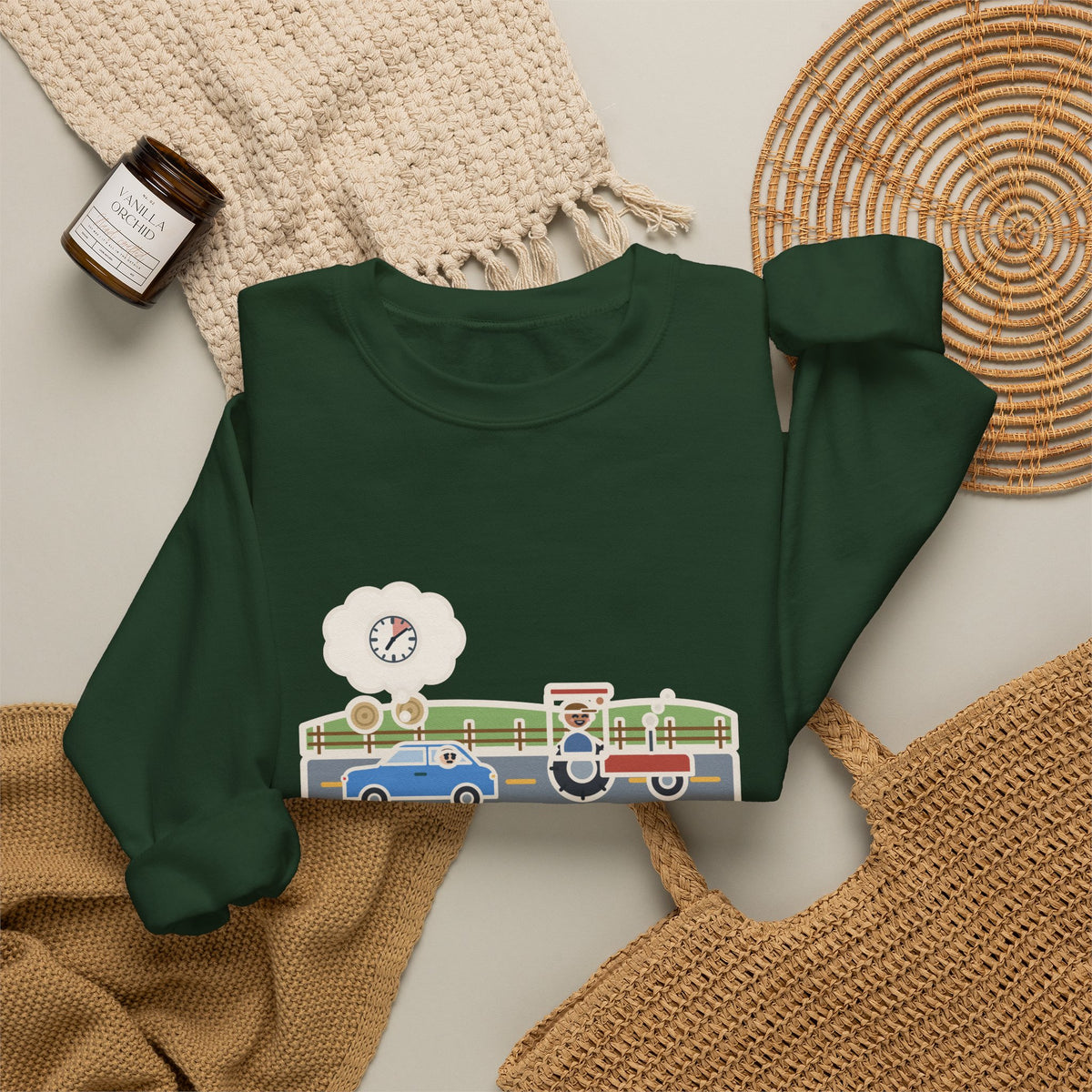 Commuter Sweatshirt, Left Ten Minutes Early, Spent Nine of Them Behind a Tractor, Funny Country Road Crewneck