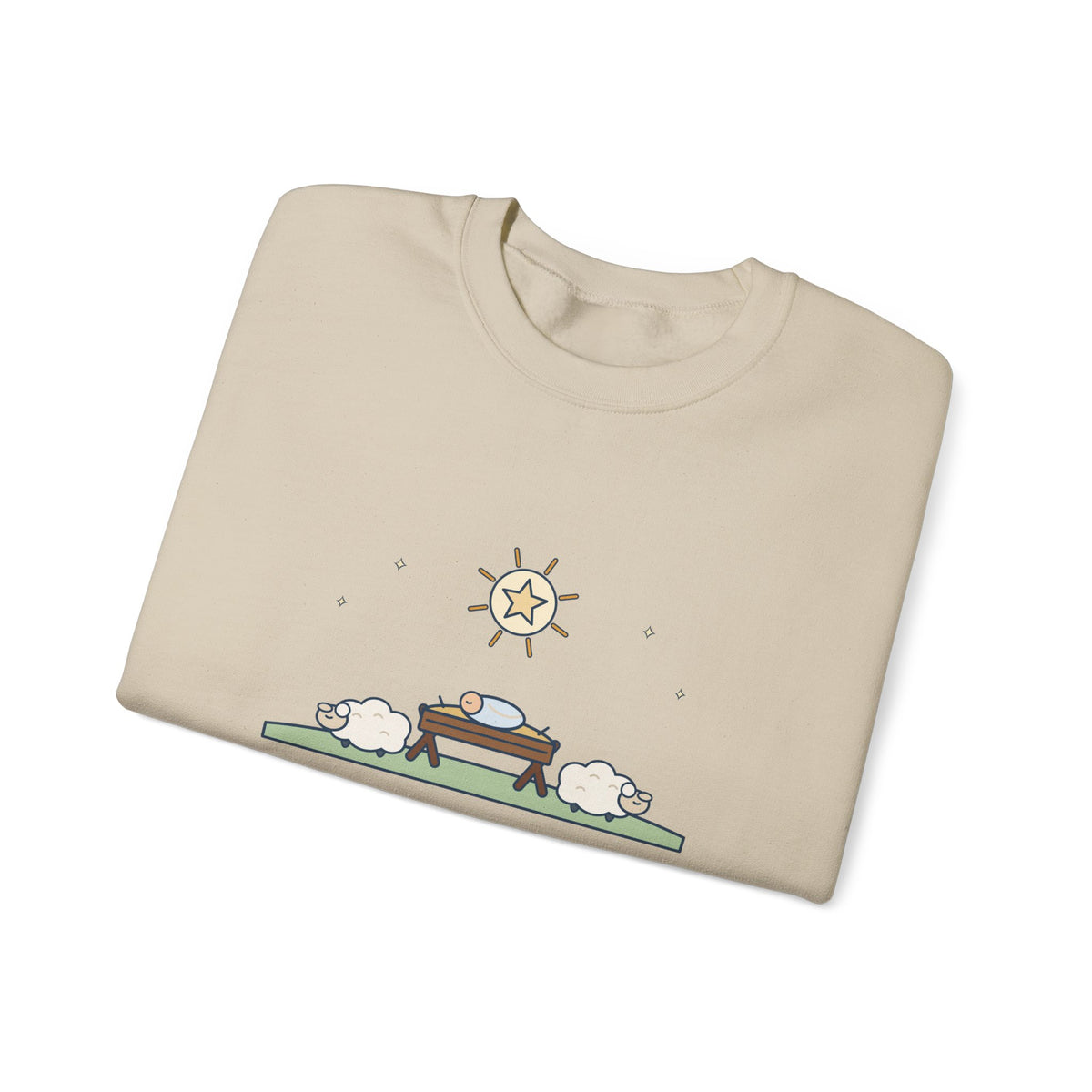Away in a Manger Sweatshirt, Christmas Anonymous Quote Crewneck with Manger and Lambs