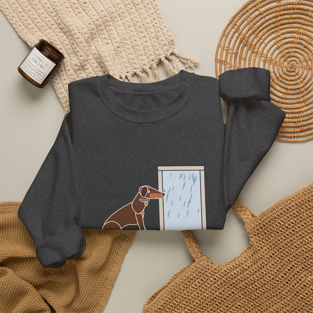 Doberman Crewneck Sweatshirt - Guard Dog. Won't Go Out in the Rain. Dobie Gift