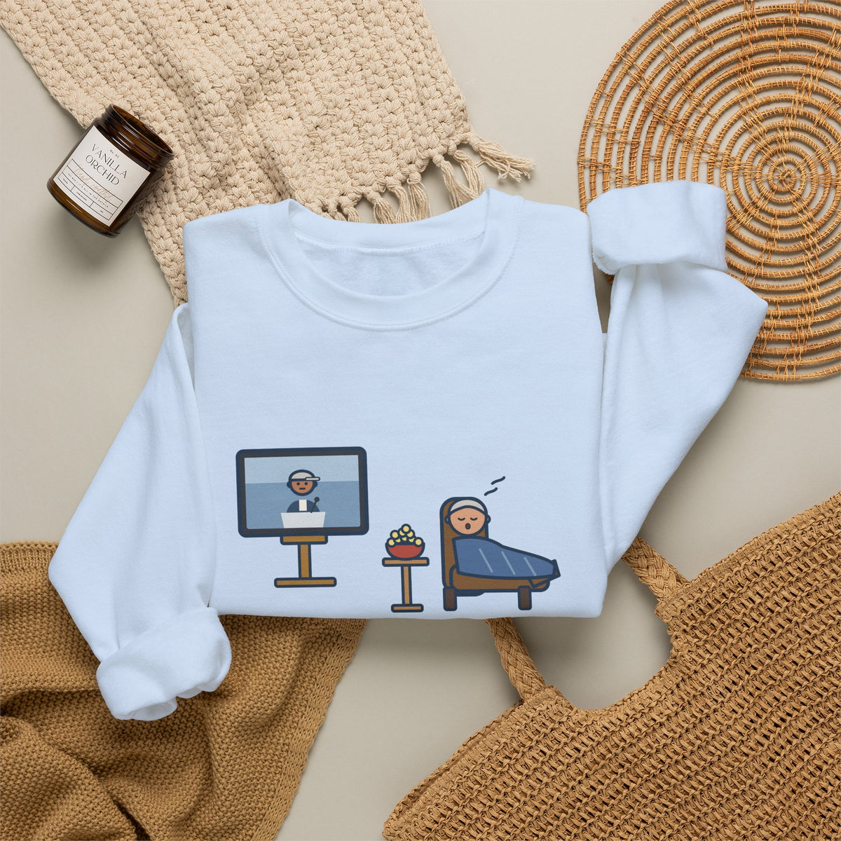 Sports Fan Sweatshirt, Sat Down to Watch the Game, Woke Up for the Postgame Interviews, Funny Recliner Nap Crewneck