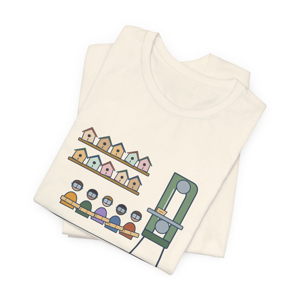 Shop Teacher T-Shirt - Thirty Birdhouses, One Band Saw Funny Woodshop Tee