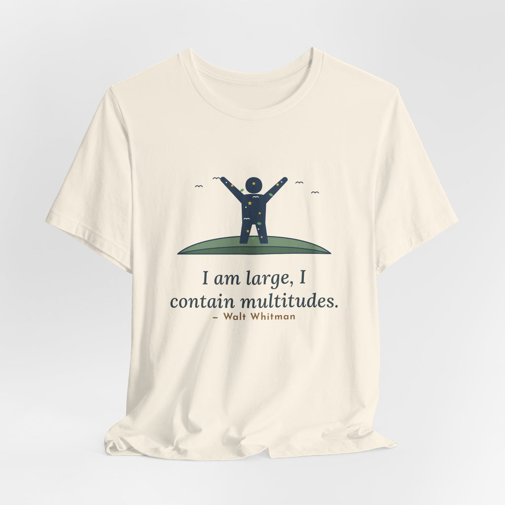 Walt Whitman Quote T-Shirt, I Am Large, I Contain Multitudes, Literary Starry Figure Tee