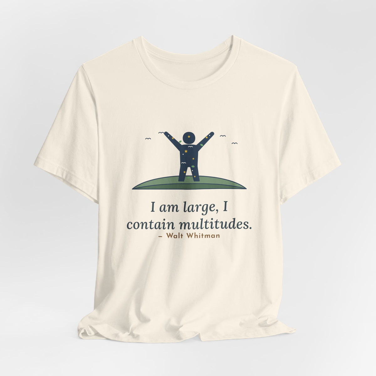 Walt Whitman Quote T-Shirt, I Am Large, I Contain Multitudes, Literary Starry Figure Tee