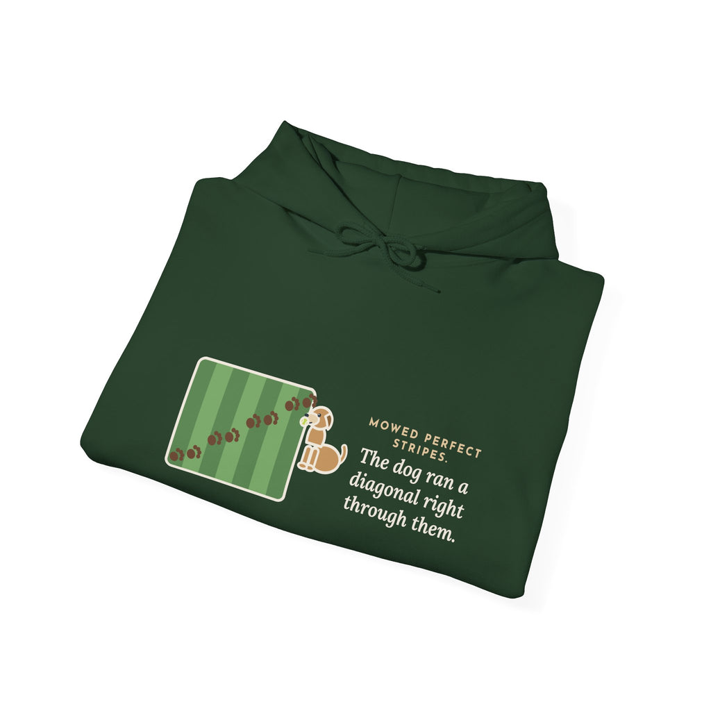 Funny Landscaper Hoodie - Lawn Stripes Ruined by One Diagonal Dog