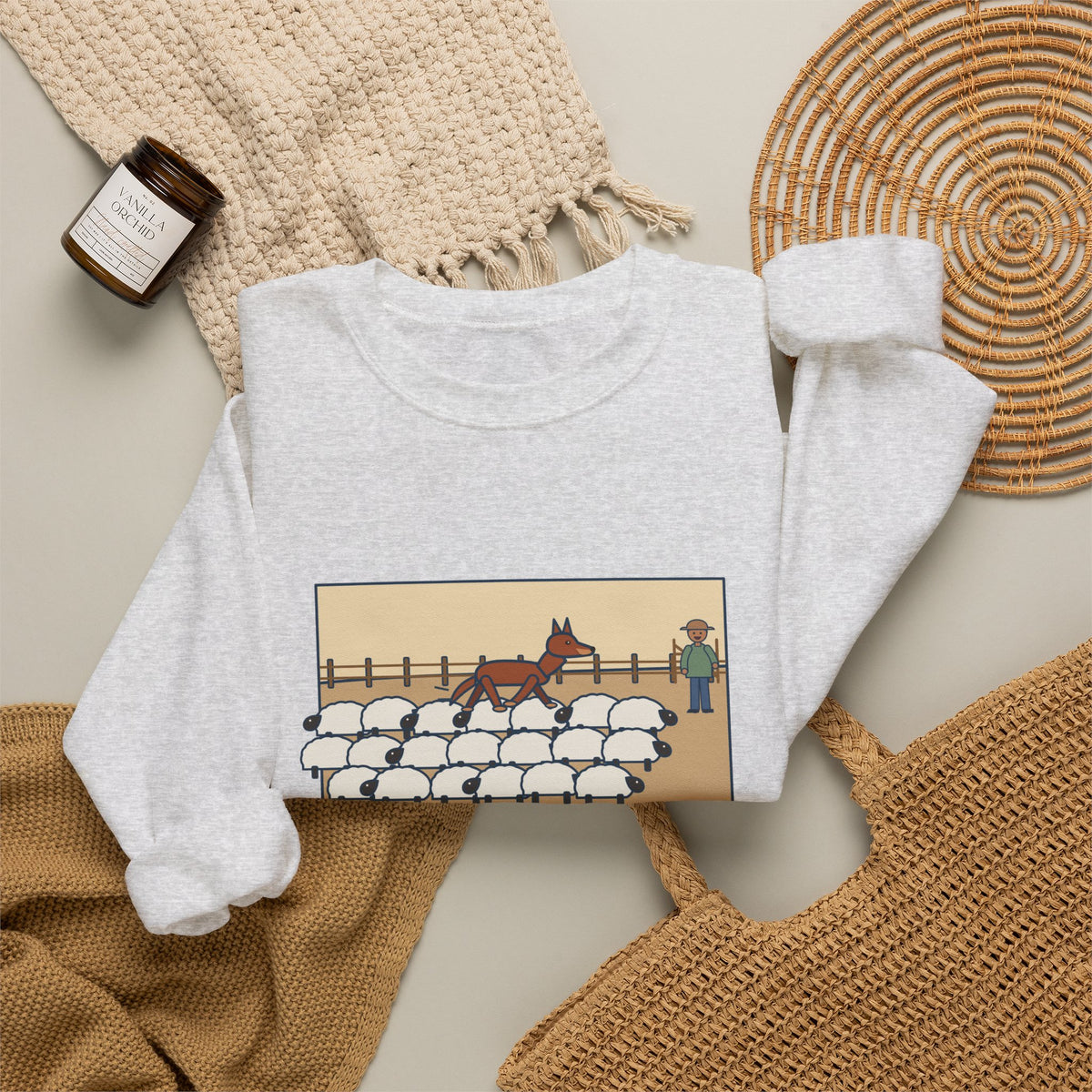 Australian Kelpie Sweatshirt, Took a Shortcut Across the Backs of the Sheep, Funny Paddock Shortcut Crewneck