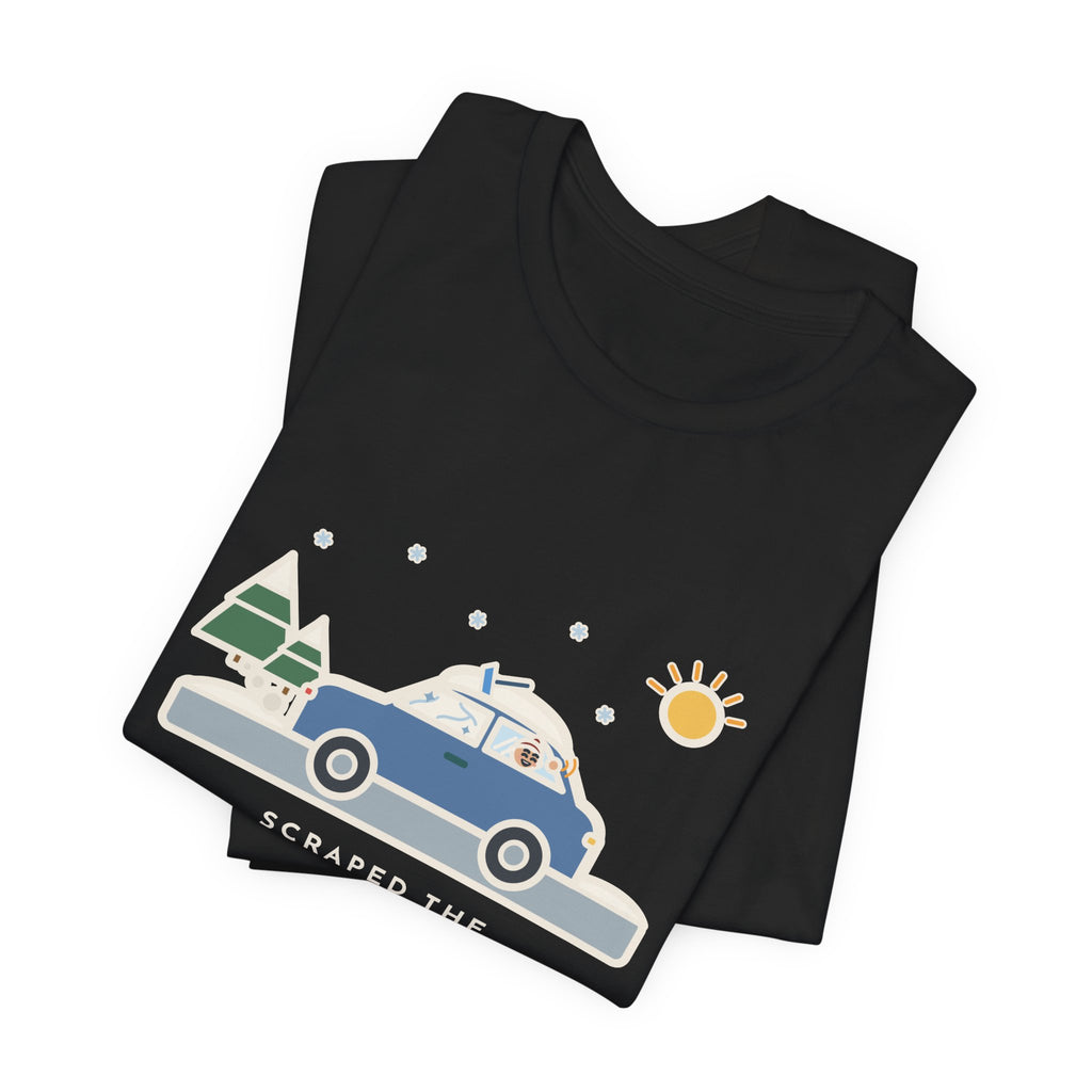 Funny Winter Driver T-Shirt, Scraped the Windshield for Ten Minutes, Back Window Still Frozen, Frosty Driveway Tee