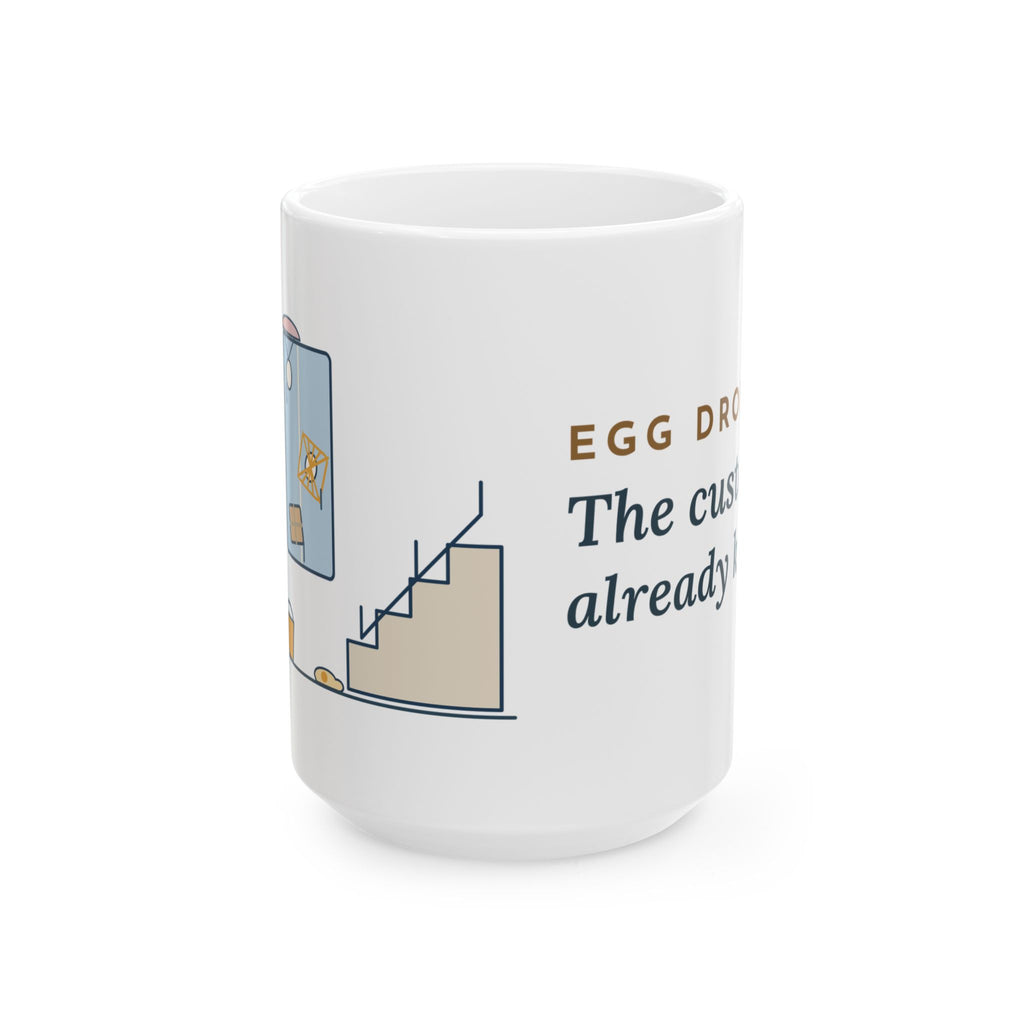 Large High School Physics Teacher Mug 15oz - Egg Drop Day. The Custodian Already Knows.