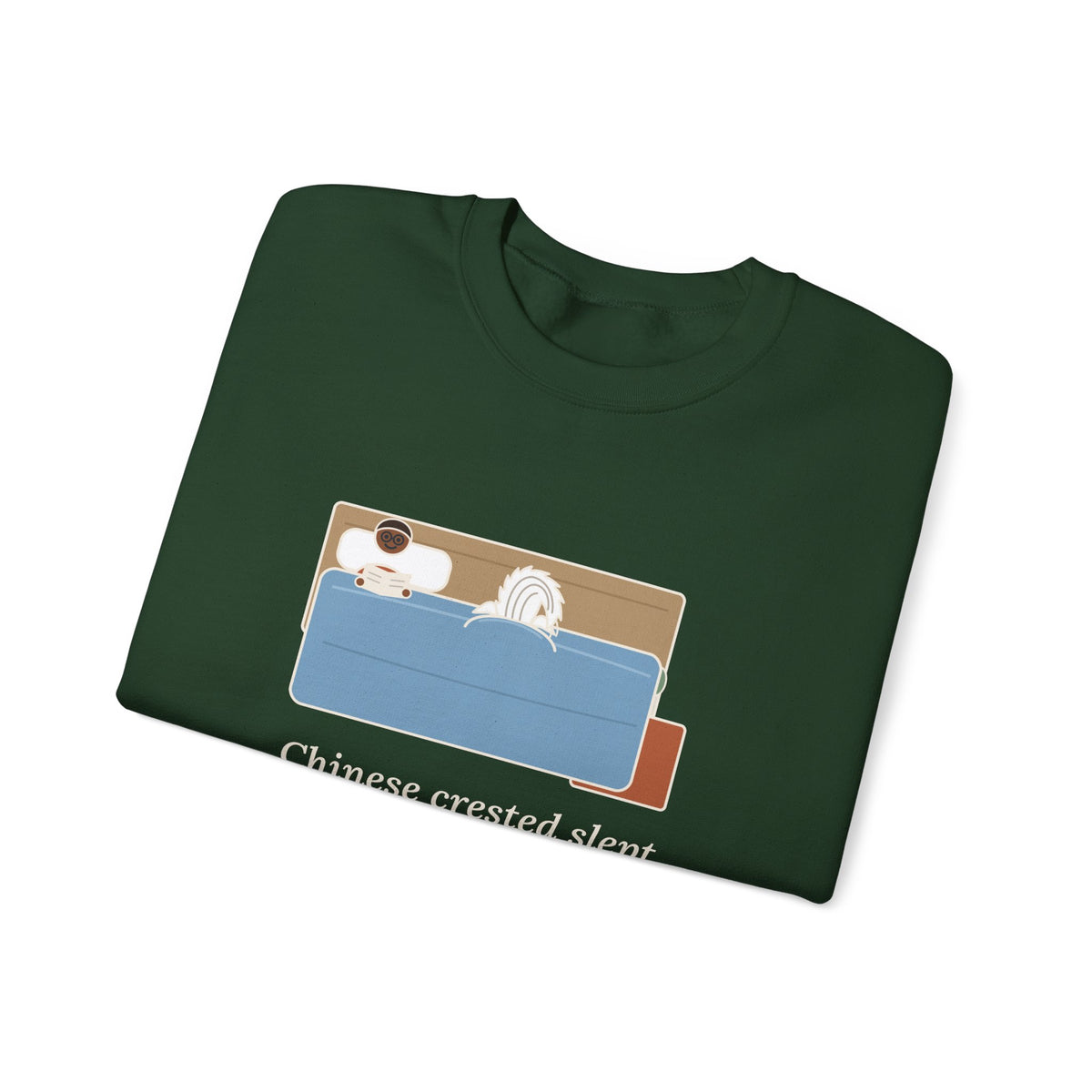 Chinese Crested Crewneck Sweatshirt - Cozy Dog Under the Comforter, Crest Showing