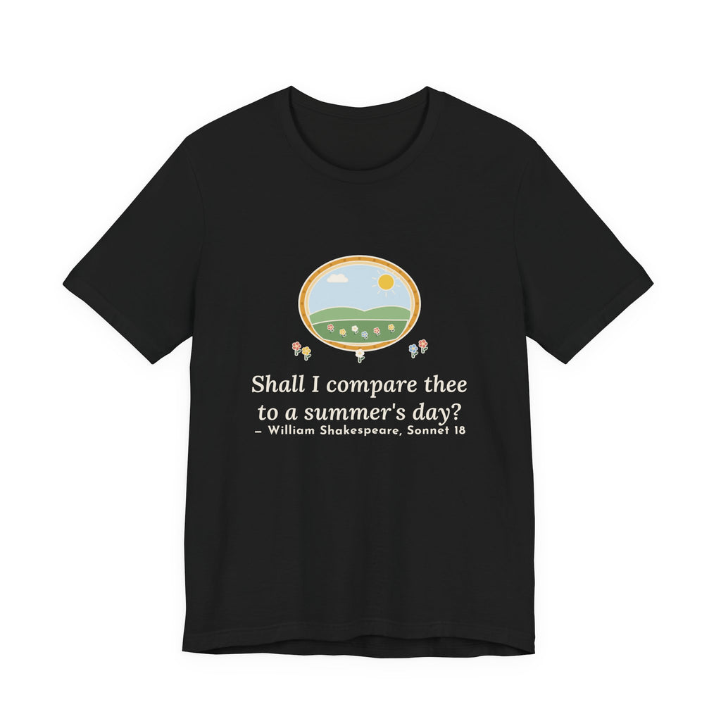 Shakespeare Quote T-Shirt, Shall I Compare Thee to a Summer's Day, Love Framed Meadow Tee