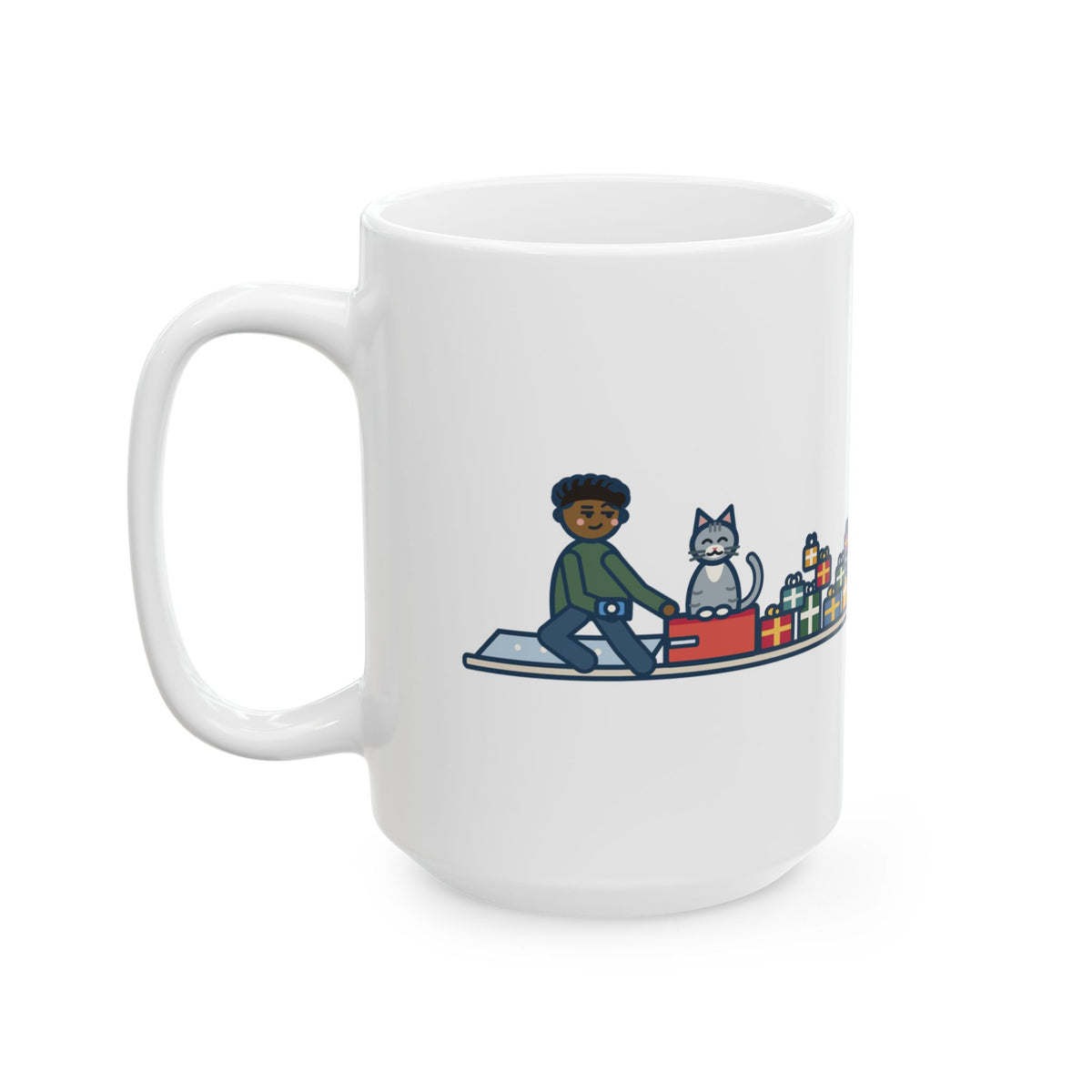 Wrapped Twelve Presents, The Cat Sat on Every One While I Taped 15oz Mug, Large Funny Gift Wrapping Coffee Mug