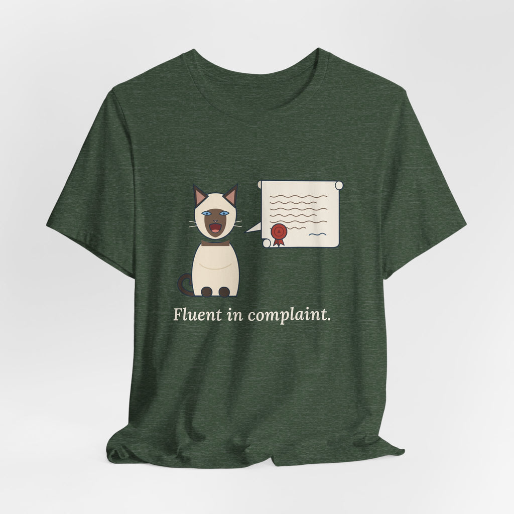 Siamese Cat T-Shirt - Fluent in Complaint Seal Point Cat Lover Tee