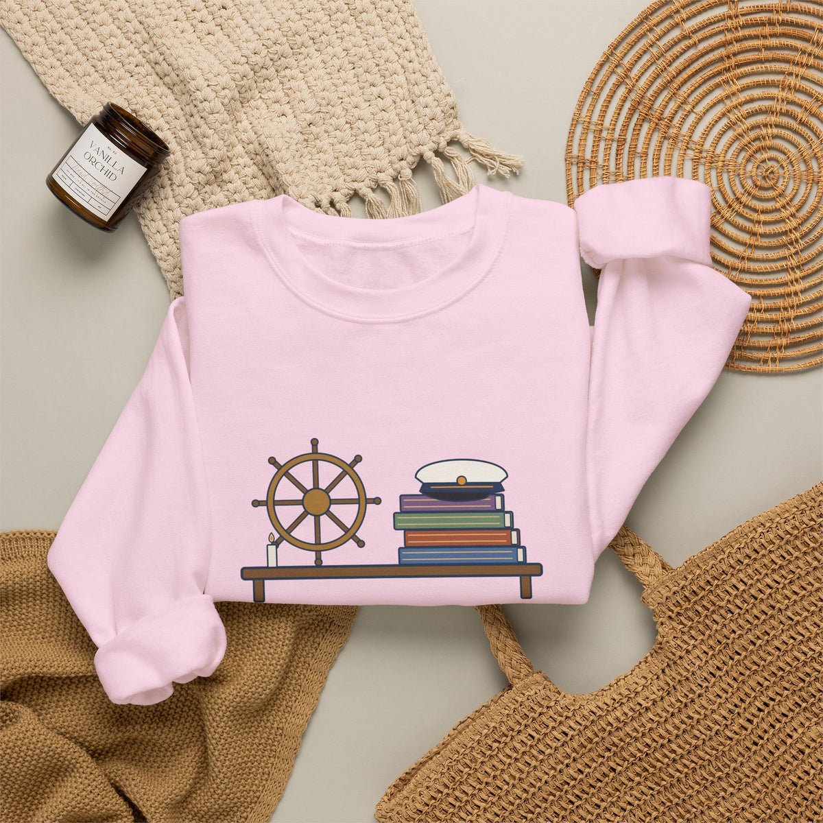 O Captain My Captain Sweatshirt, Teacher Walt Whitman Quote Crewneck with Captain's Desk