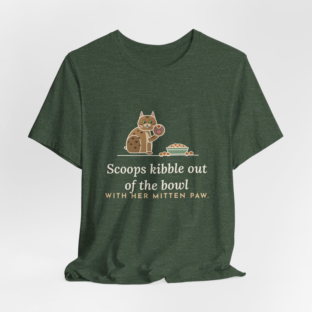 Pixiebob Cat T-Shirt - Scoops Kibble Out of the Bowl With Her Mitten Paw
