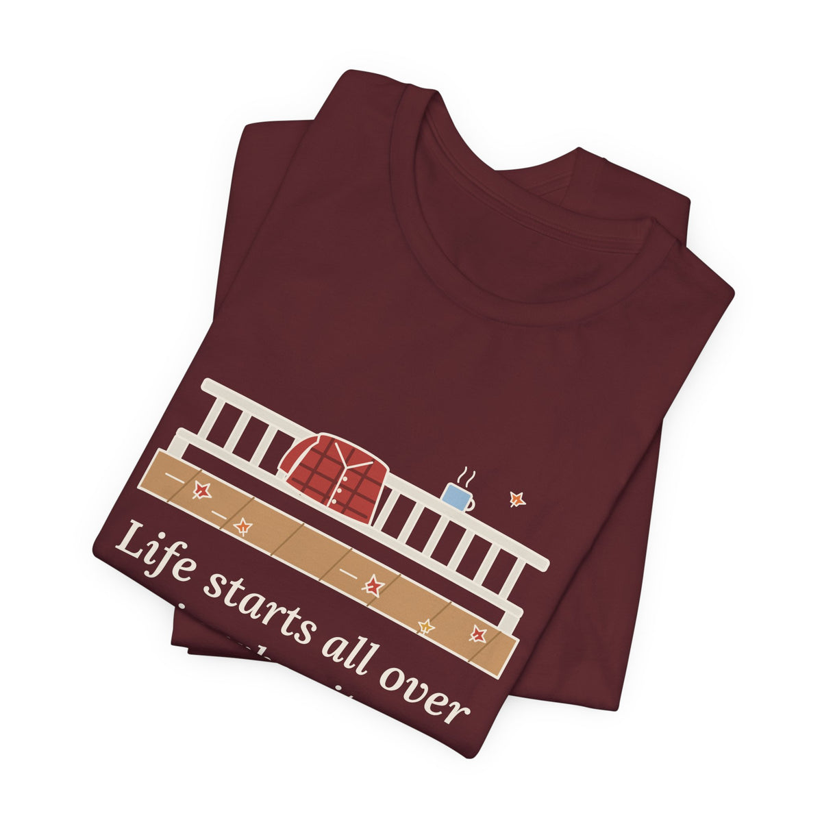 Fitzgerald Quote T-Shirt, Life Starts All Over Again When It Gets Crisp, Fall Porch Morning Tee