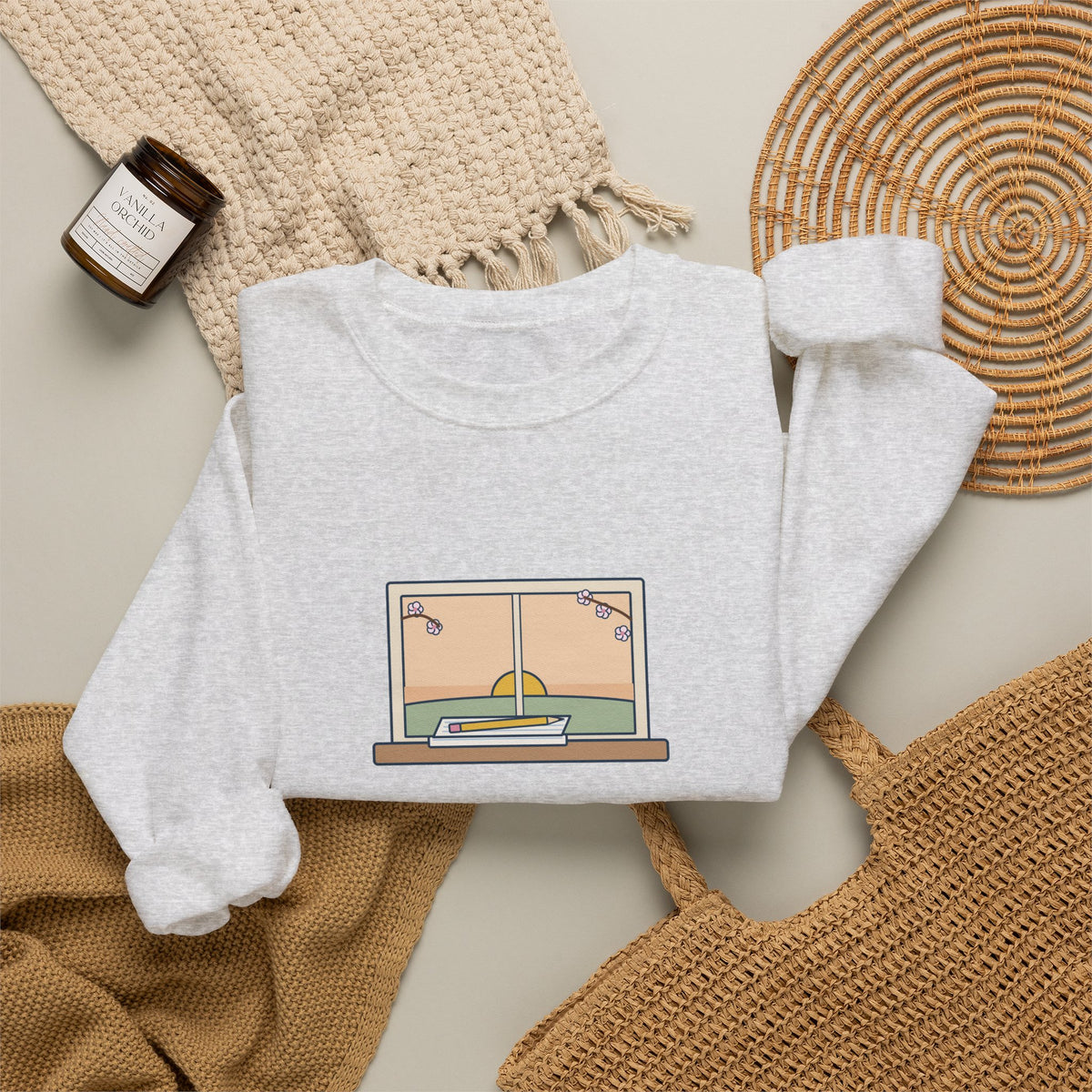 Tomorrow Is a New Day with No Mistakes in It Yet Sweatshirt, Encouragement Montgomery Quote Crewneck with Dawn Windowsill