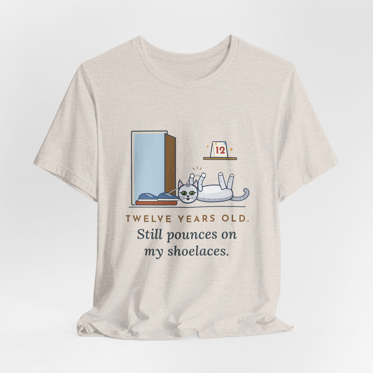 Burmilla Cat T-Shirt - Twelve Years Old, Still Pounces on My Shoelaces Senior Cat Lover Tee