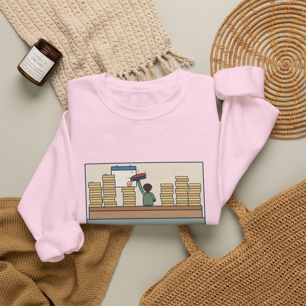 School Registrar Sweatshirt, August, Three Hundred Enrollment Forms and One Stapler, Funny Front Office Crewneck