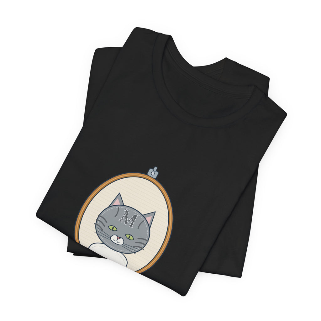 Gray Tabby Cat T-Shirt - Forehead M Initial, Nature's Own Letter Tabby Cat Lover Tee