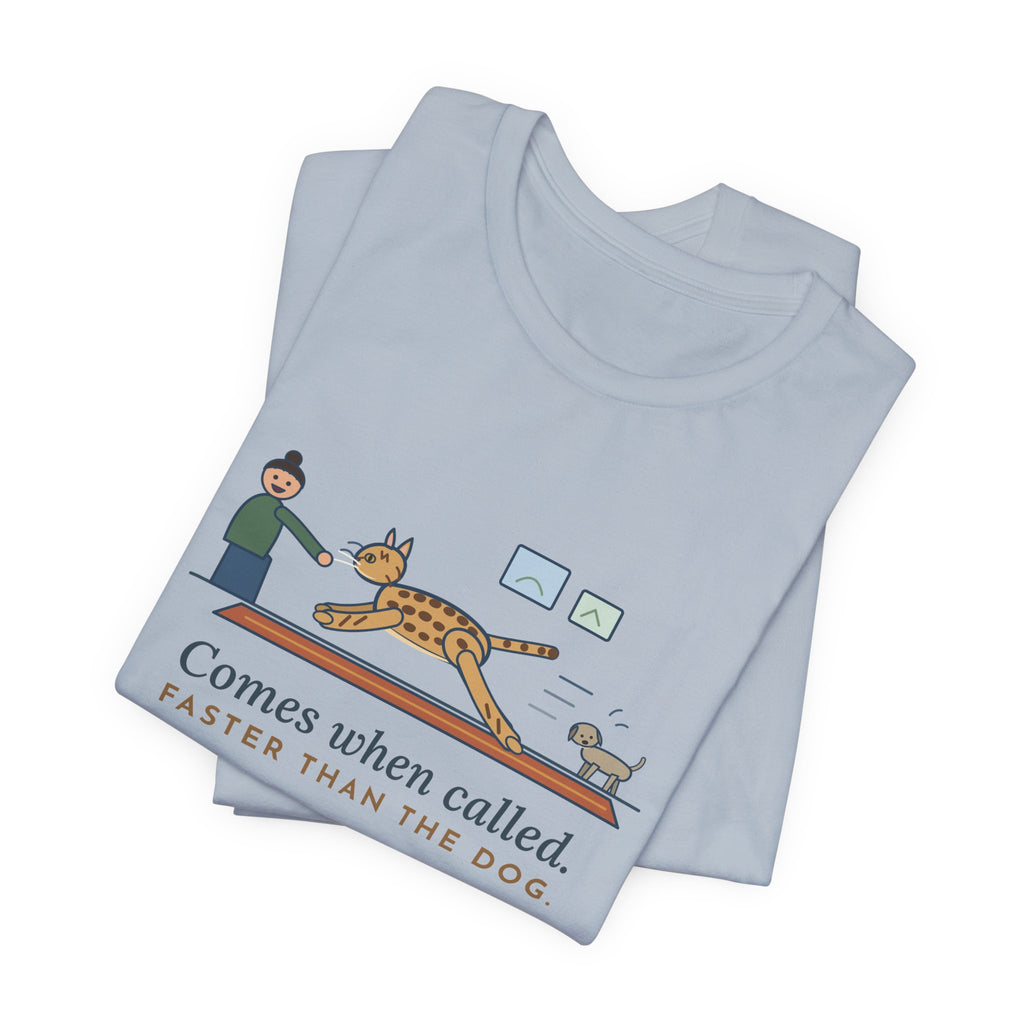 Ocicat T-Shirt - Comes When Called, Faster Than the Dog Funny Cat Tee