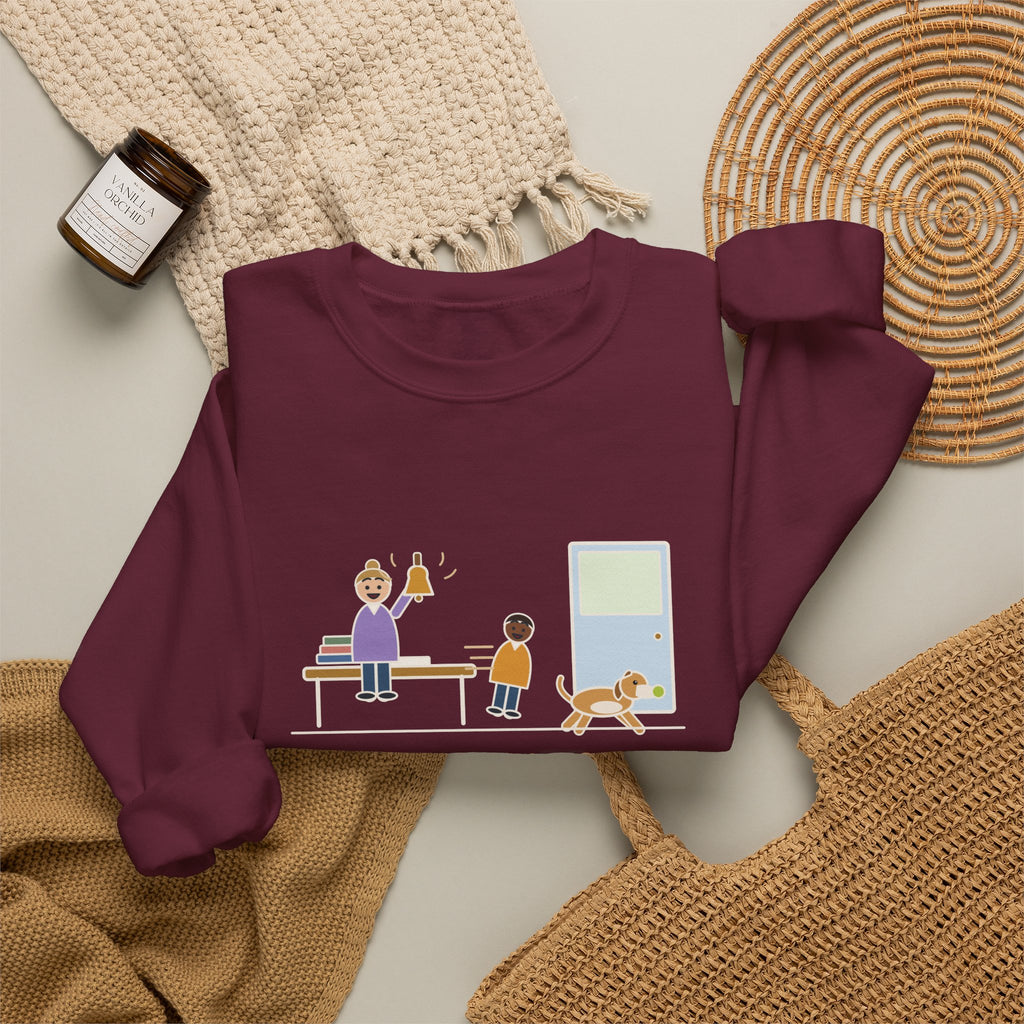 Homeschool Crewneck Sweatshirt - Recess Bell for One Kid and the Dog
