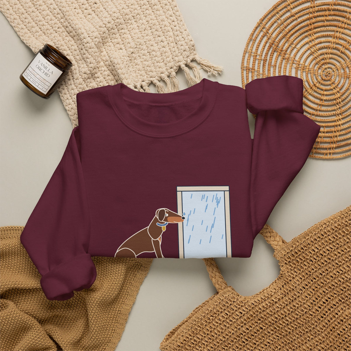 Doberman Crewneck Sweatshirt - Guard Dog. Won't Go Out in the Rain. Dobie Gift