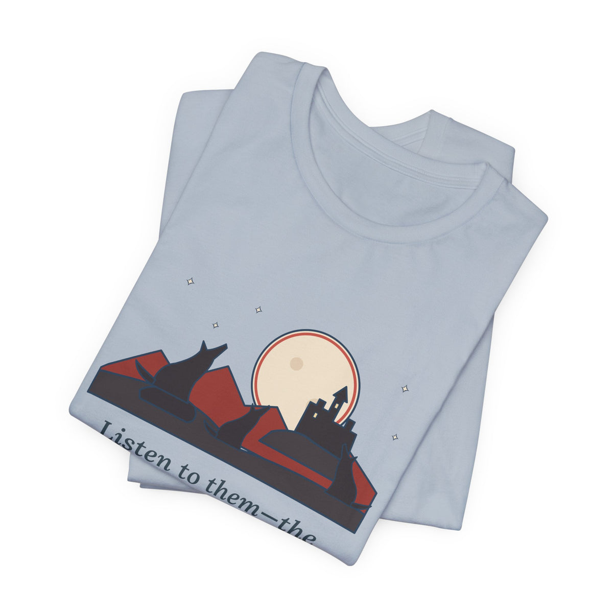 Bram Stoker Quote T-Shirt, The Children of the Night, Gothic Wolves and Red Moon Tee