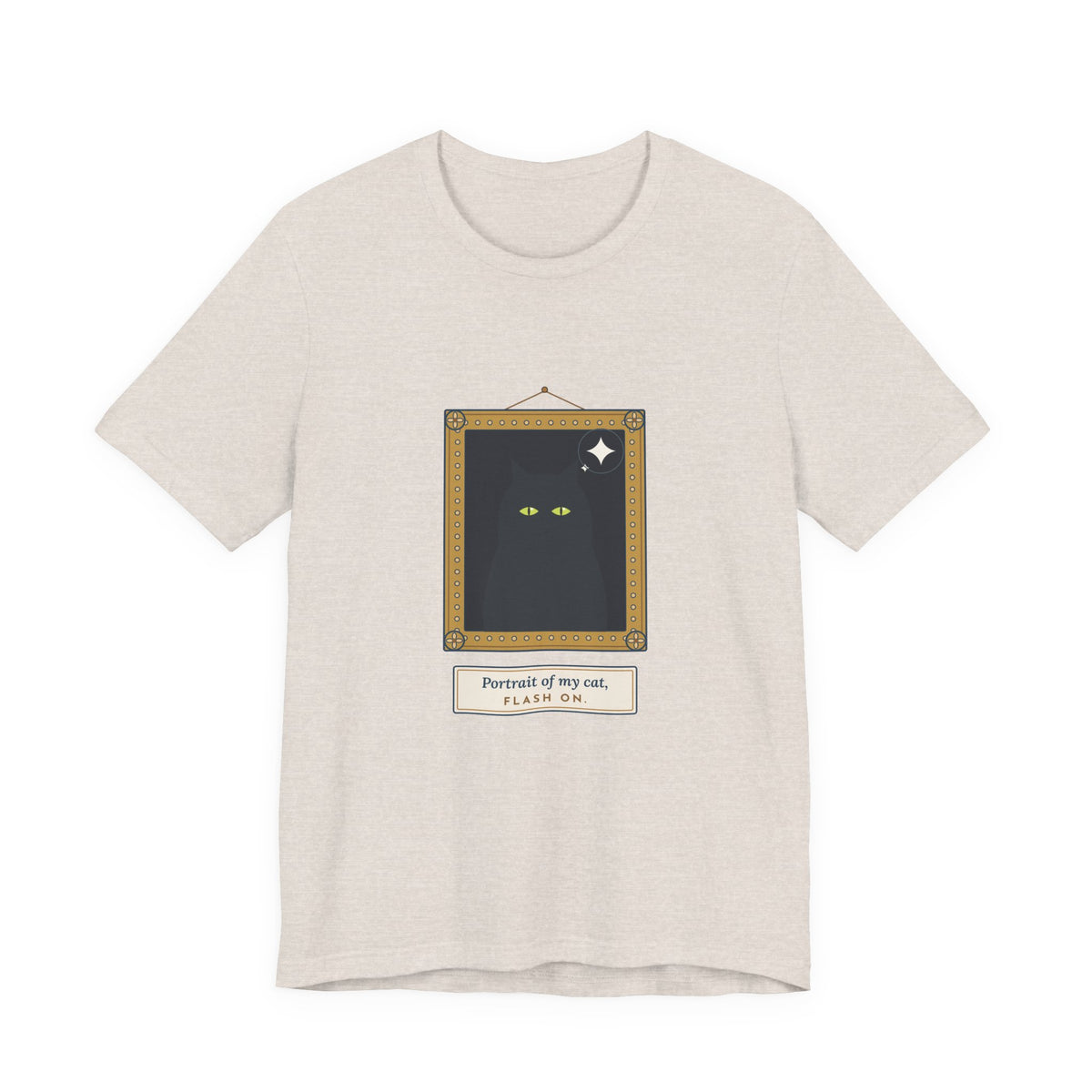 Black Cat T-Shirt - Portrait of My Cat, Flash On. Glowing Eyes Gallery Portrait Tee