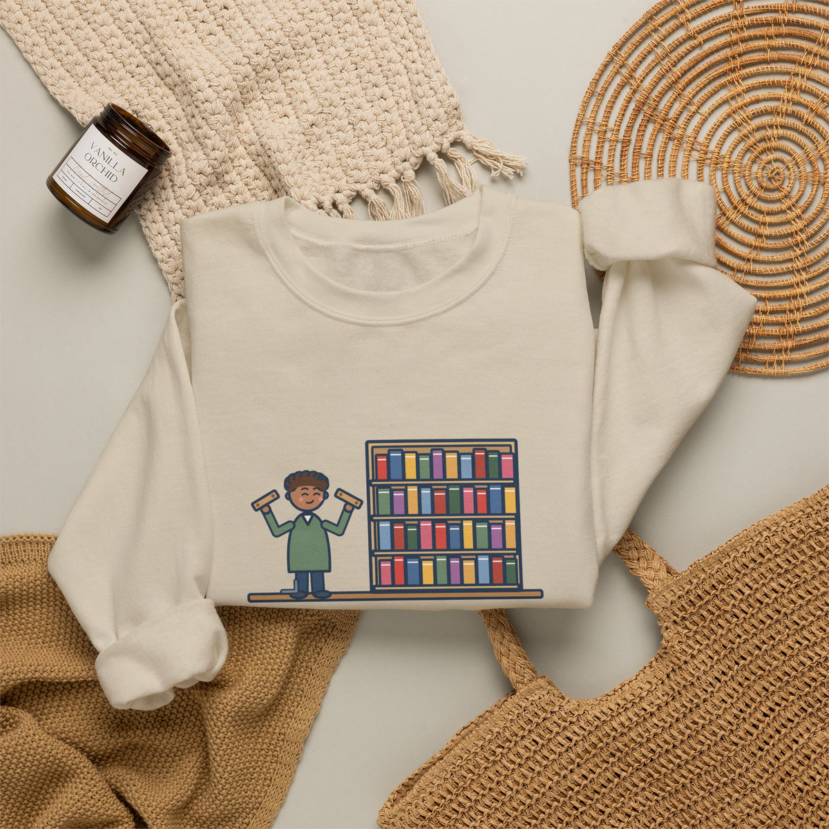 DIY Bookshelf Sweatshirt, Built It, Two Pieces Left Over, Holds Forty Books Anyway, Funny Finished Shelf Crewneck