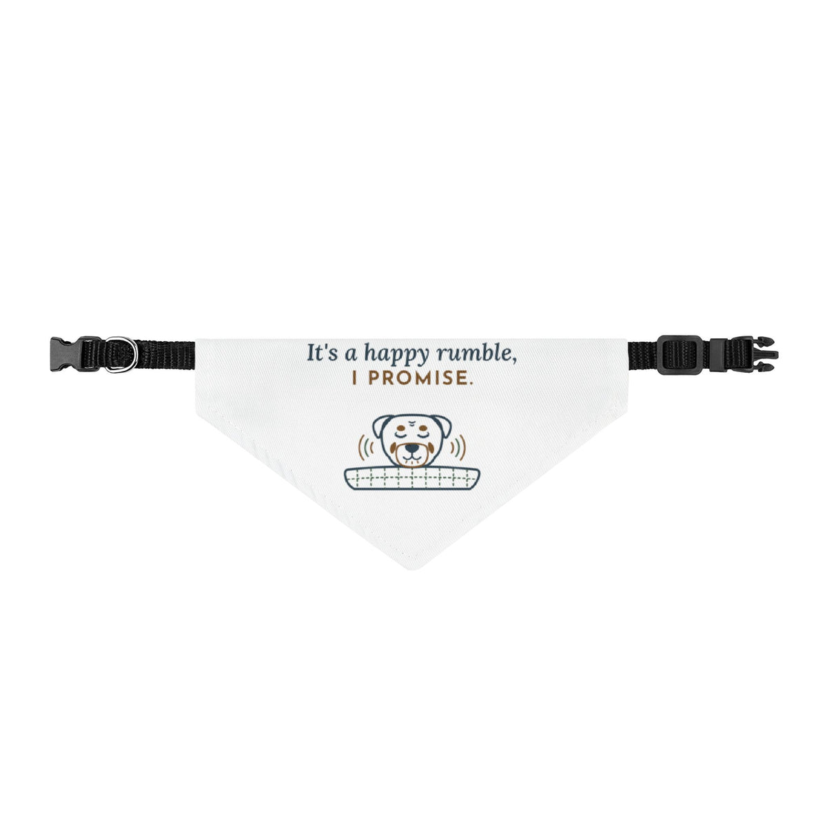 Rottweiler Dog Bandana - It's a Happy Rumble, I Promise Clip-On Big Dog Bandana