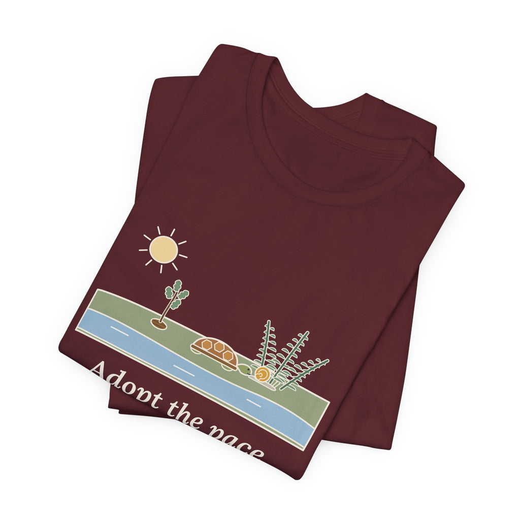 Emerson Quote T-Shirt, Adopt the Pace of Nature, Her Secret Is Patience, Nature Tortoise and Snail Tee